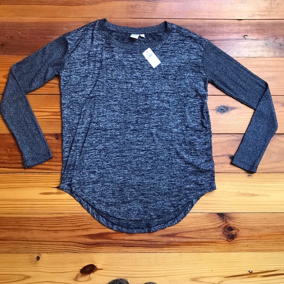 Gap Heather Navy Blue Long Sleeve Top, NWT, XS - Picture 3 of 12